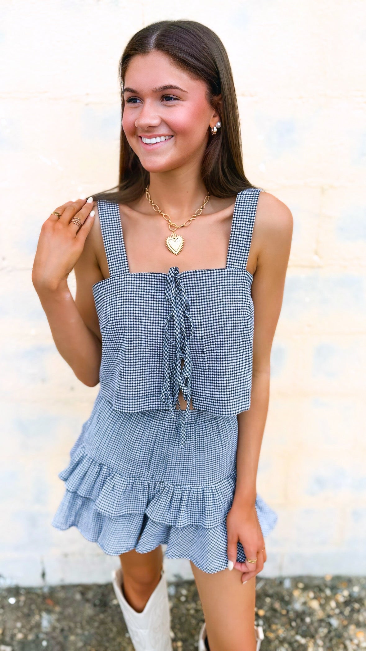 Gingham Plaid Crop Top and Mini Skirt Set