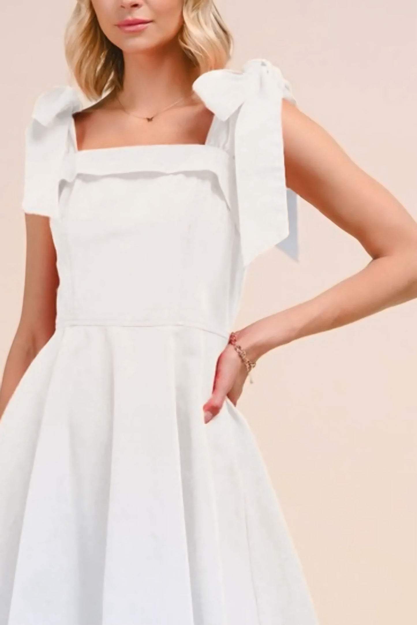 Fit and Flare Washed Gameday Dress - Off White
