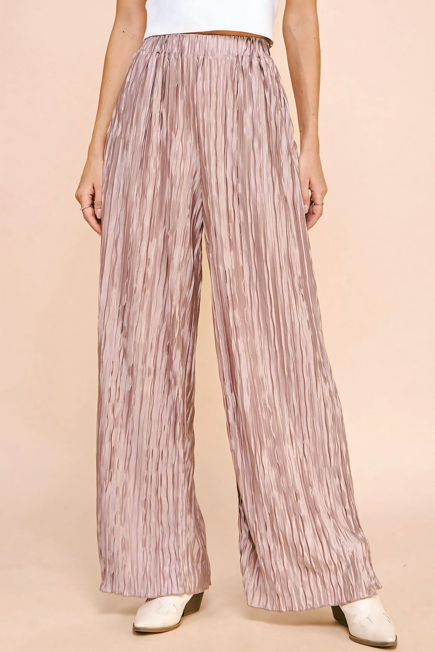 Pleated Elastic Waistband Pants