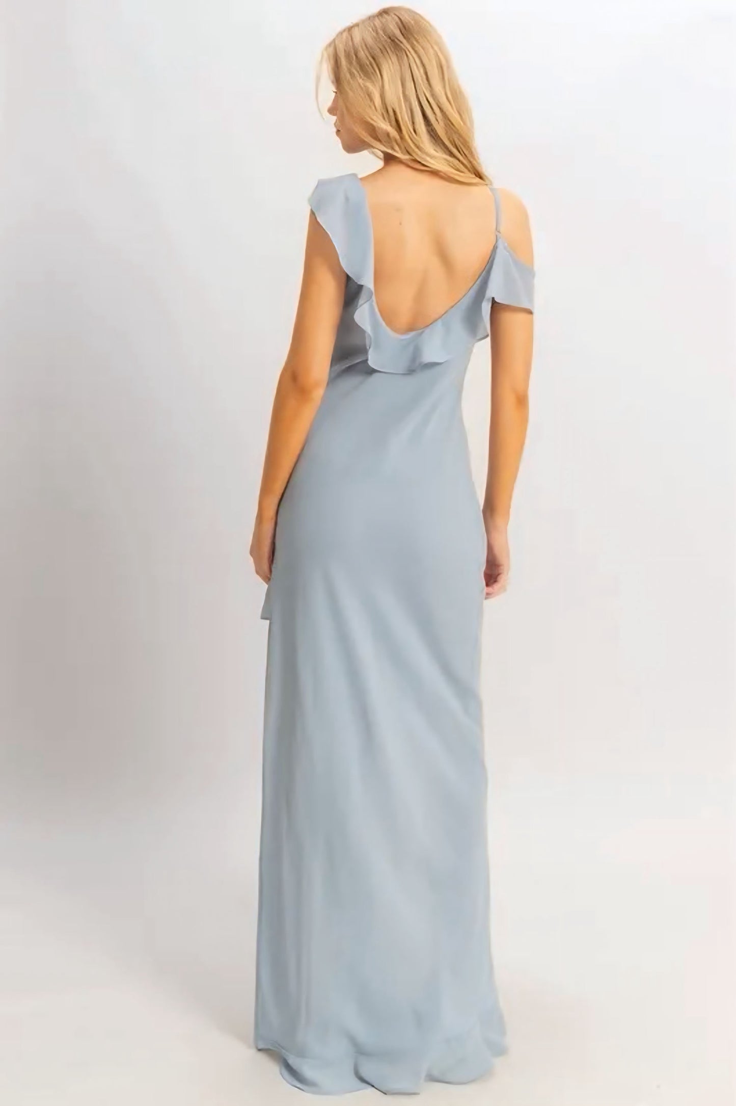 Chiffon Ruffle Trim Midi Dress