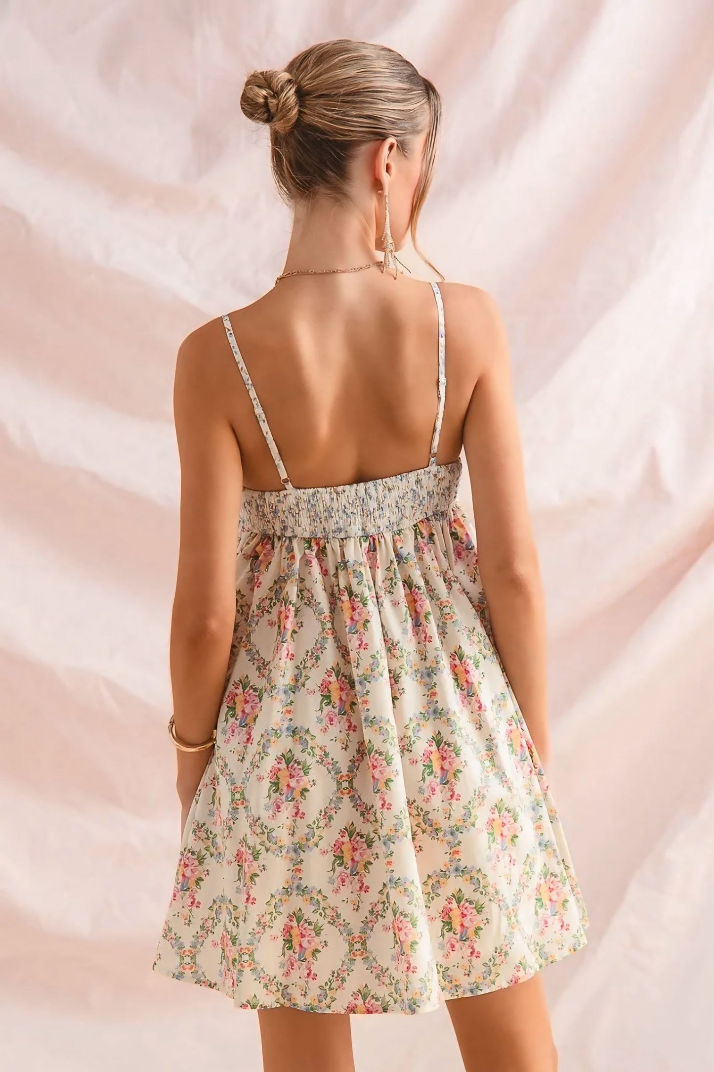 Mixed Floral Print Sleeveless Mini Dress