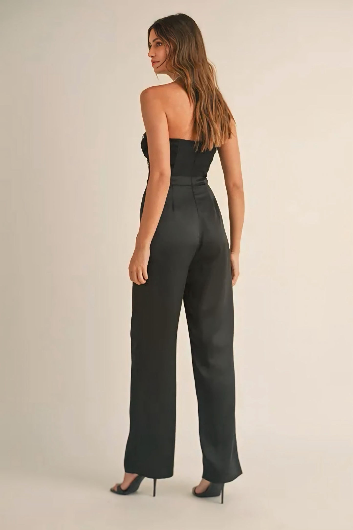 Rhinestone Applique Bustier Jumpsuit