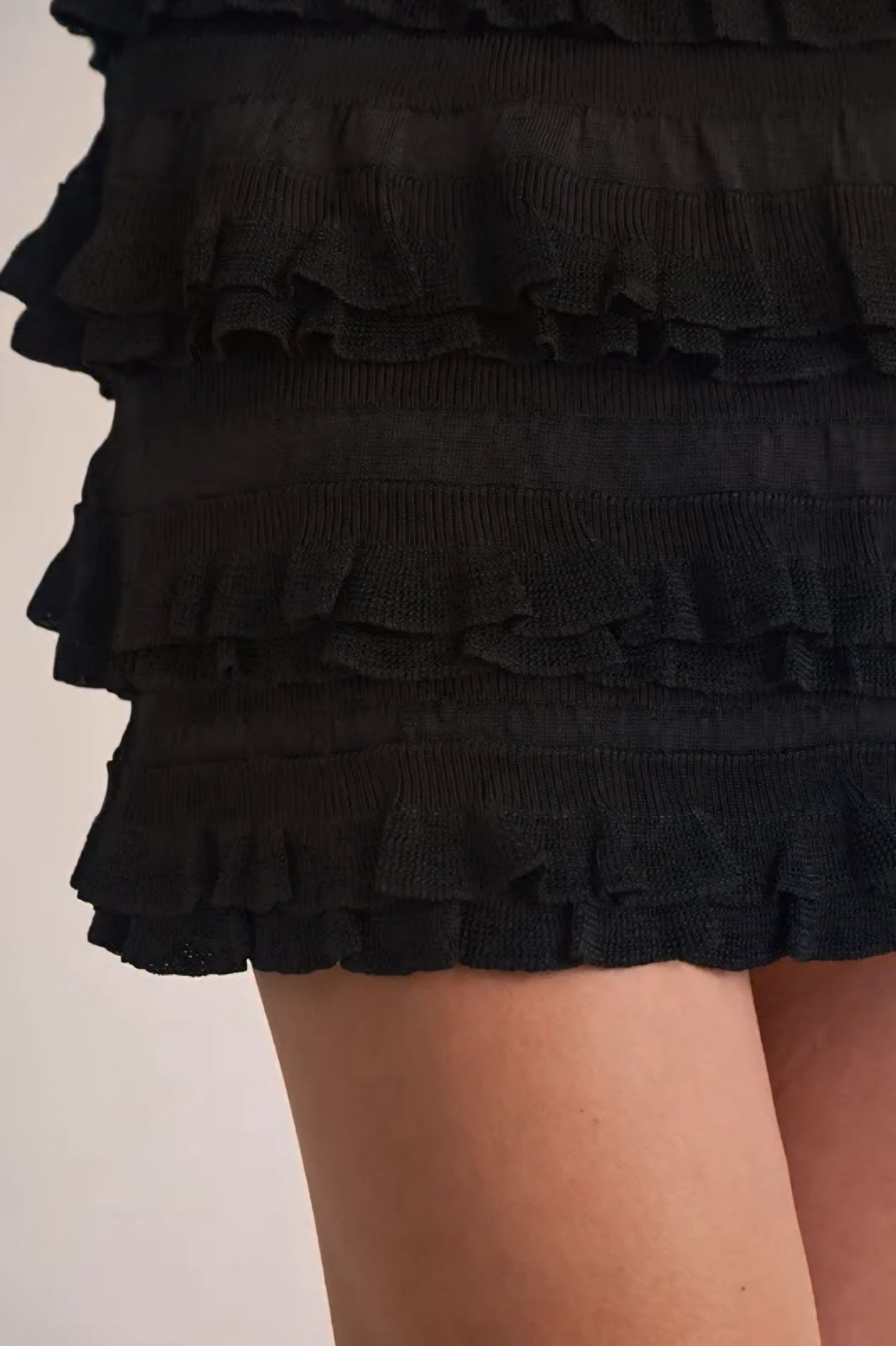 Ruffled Detail High Waist Knit Mini Skirt
