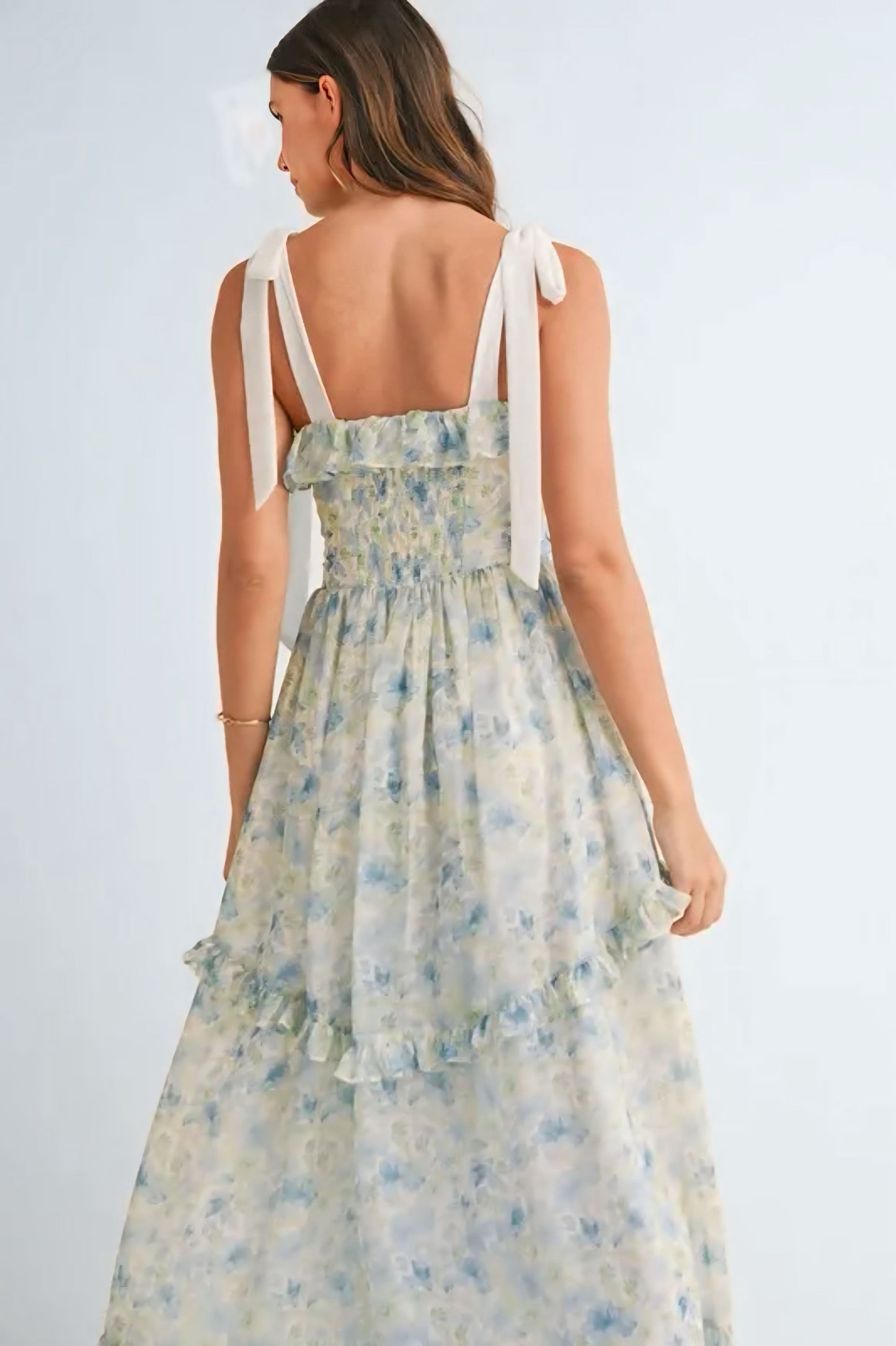 Floral Printed Shoulder Strap Midi Dress