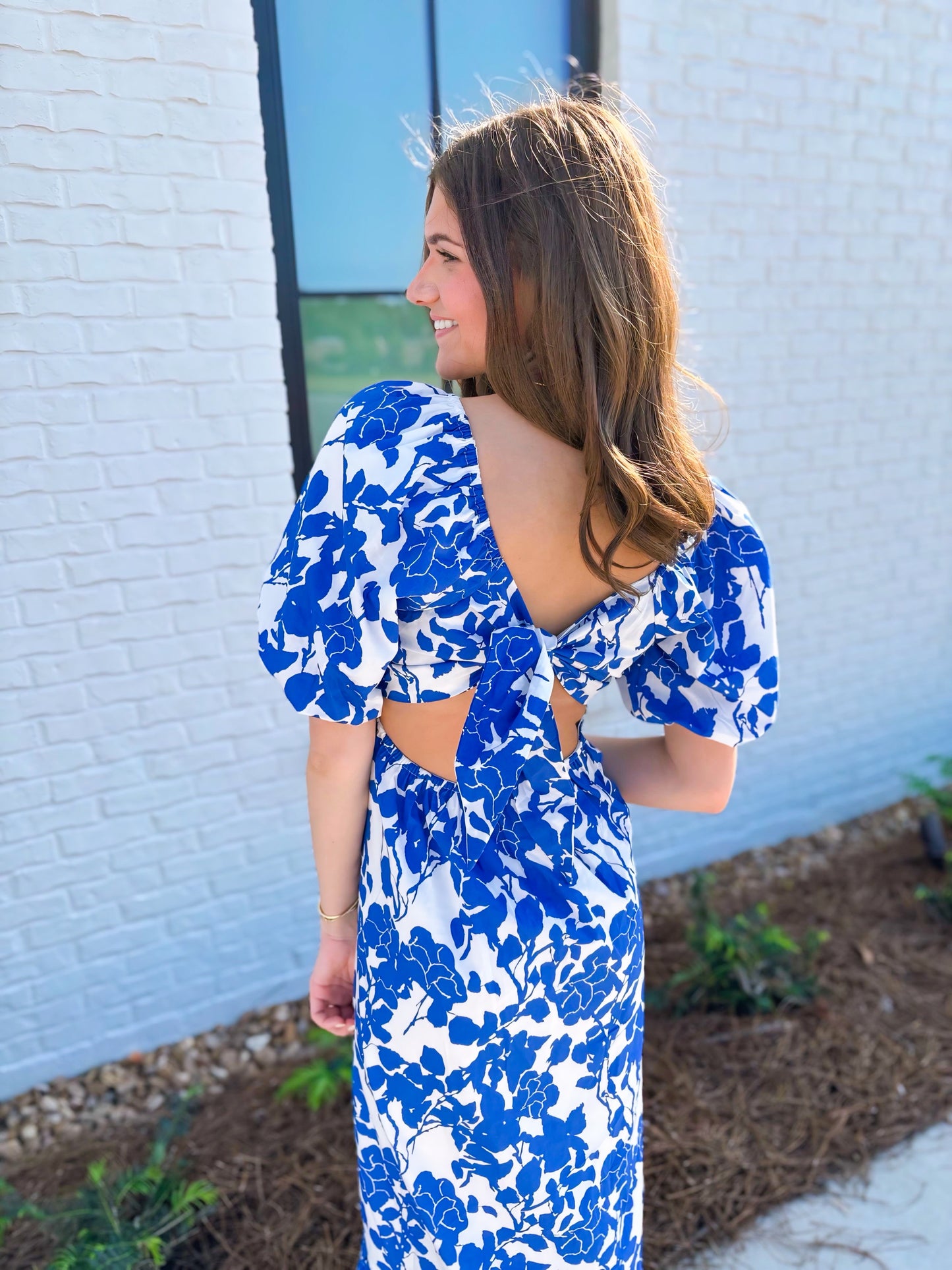 Floral Sweetheart Puff Sleeve Dress