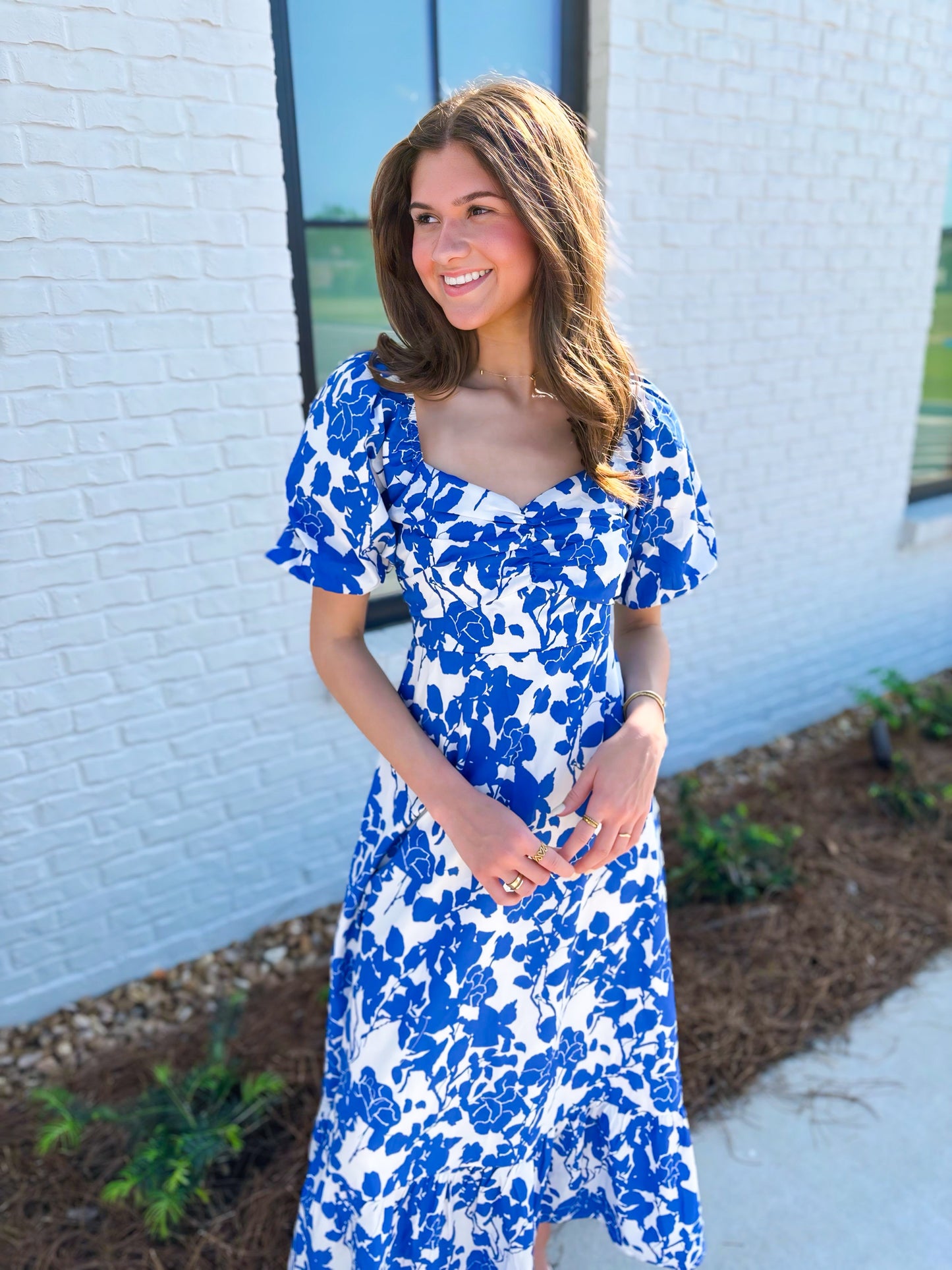 Floral Sweetheart Puff Sleeve Dress