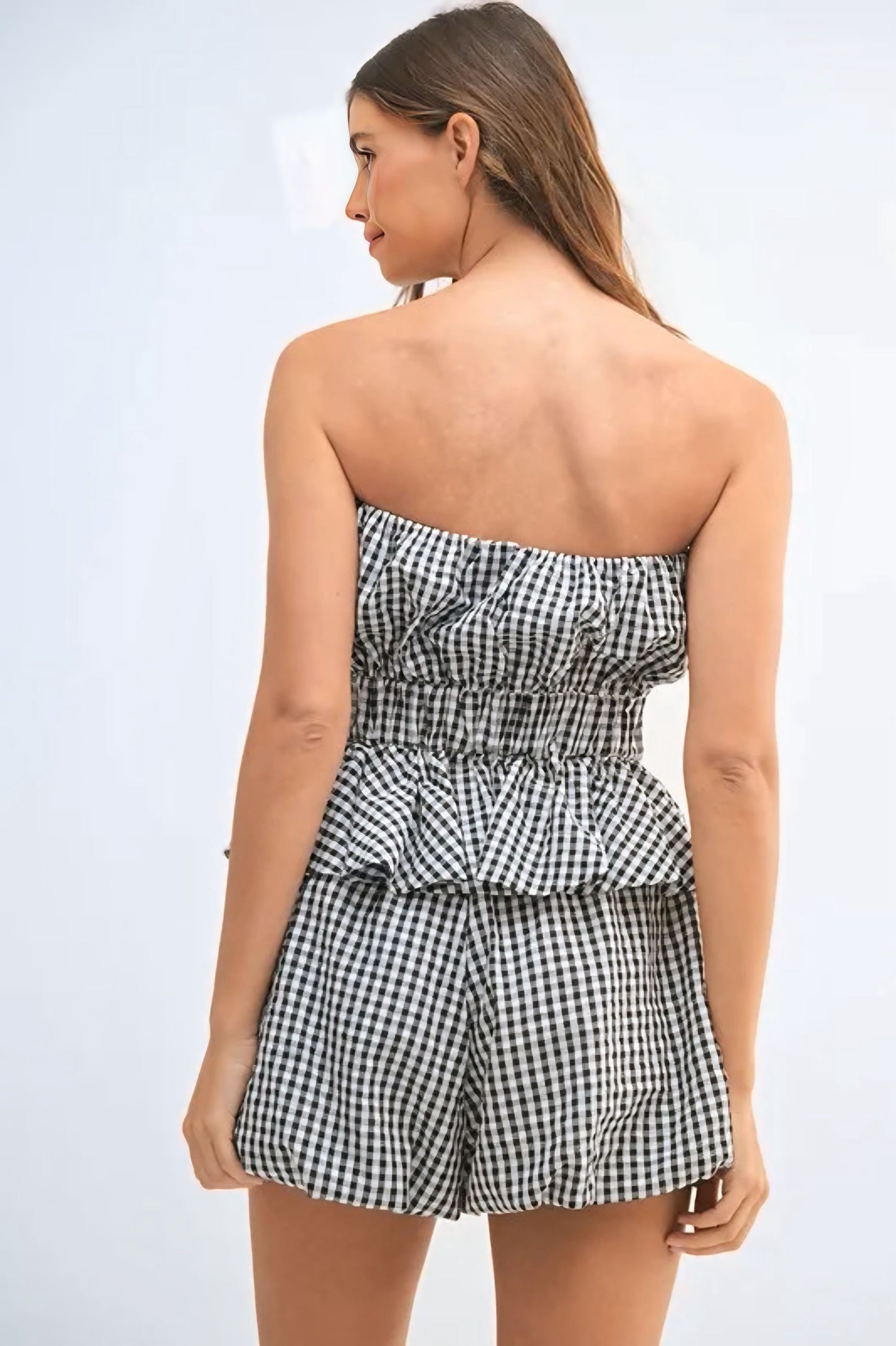 Gingham Tube Top and Shorts Set