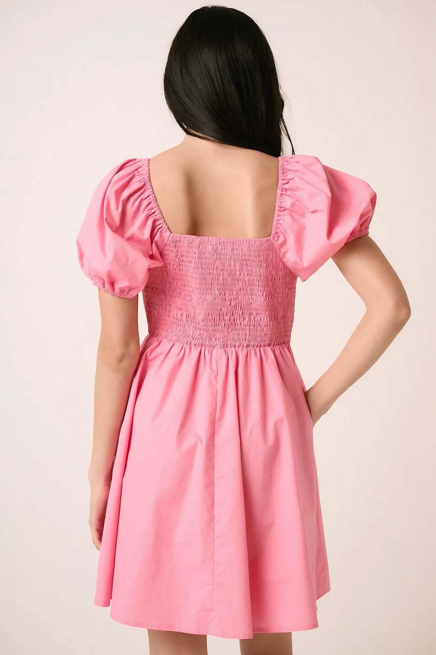 Sweetheart Puff Sleeve Smocked Mini Dress