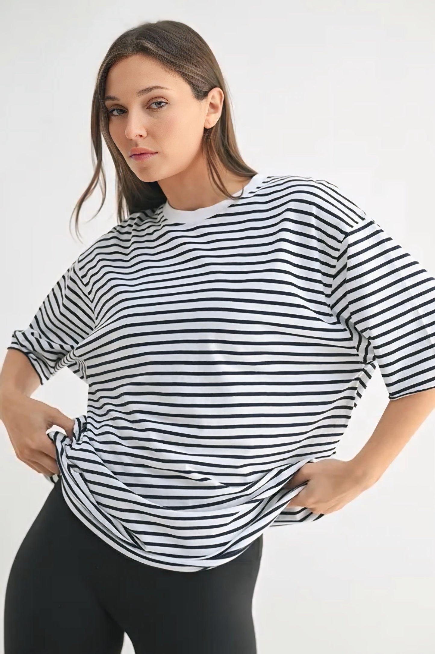 Striped Oversized Crewneck T-Shirt