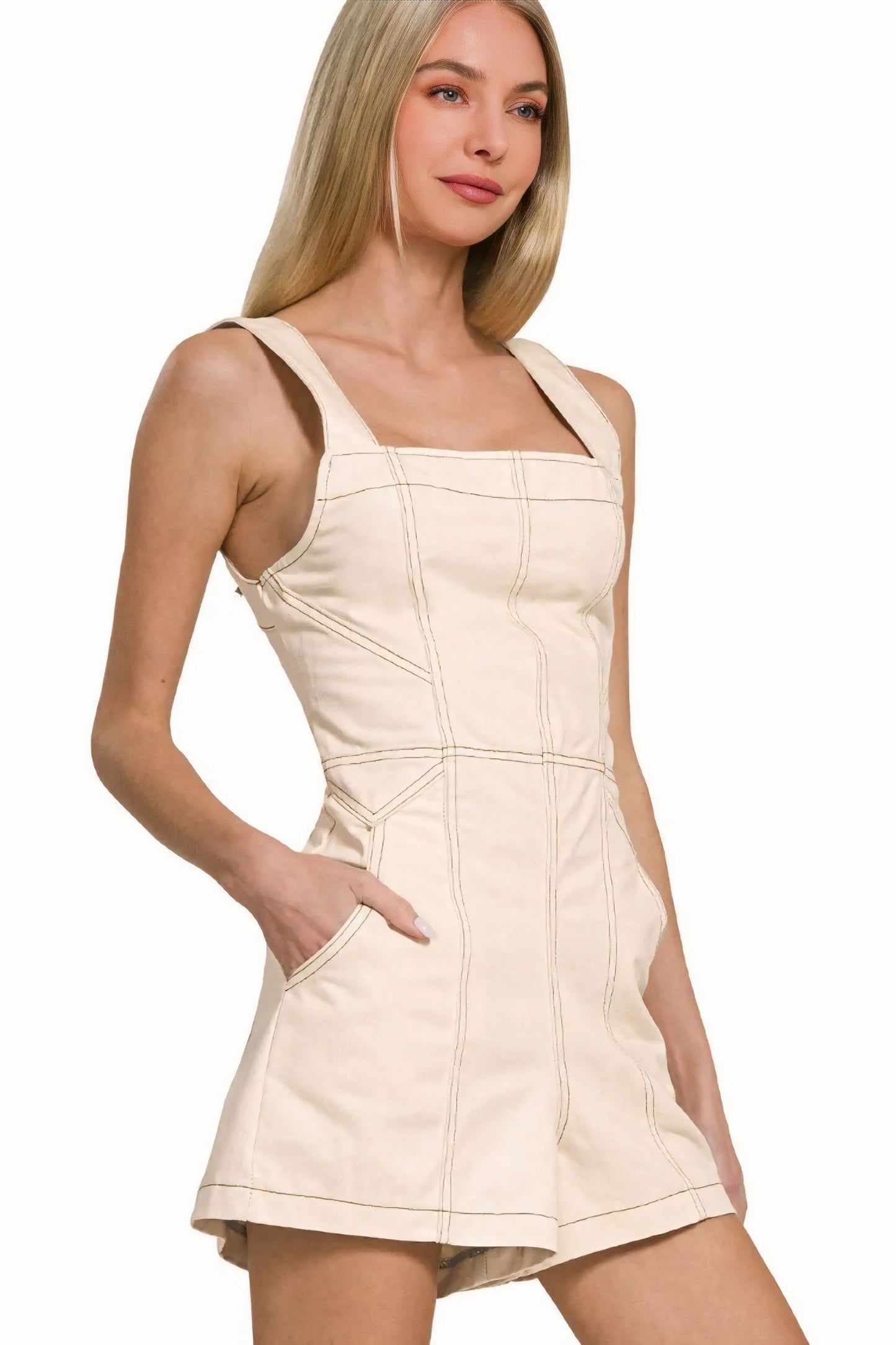 Tie Back Romper - Oatmeal