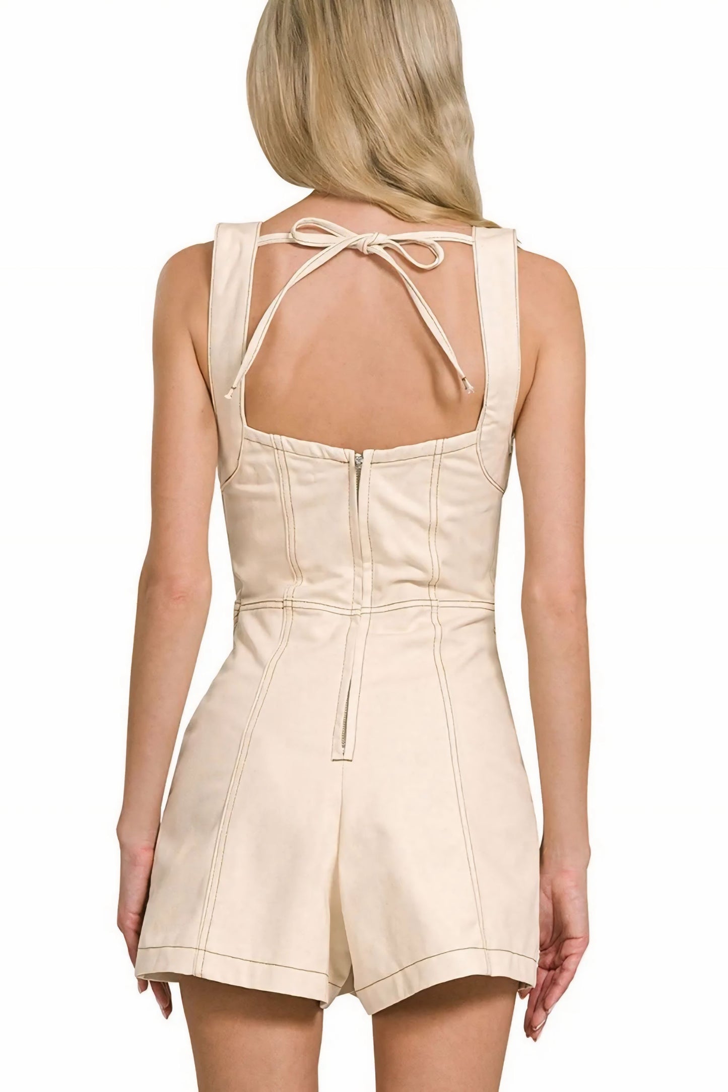 Tie Back Romper - Oatmeal