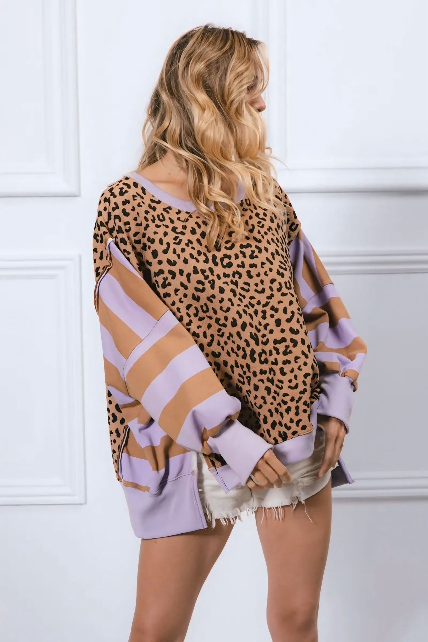 Leopard and Stripe Mixed Top
