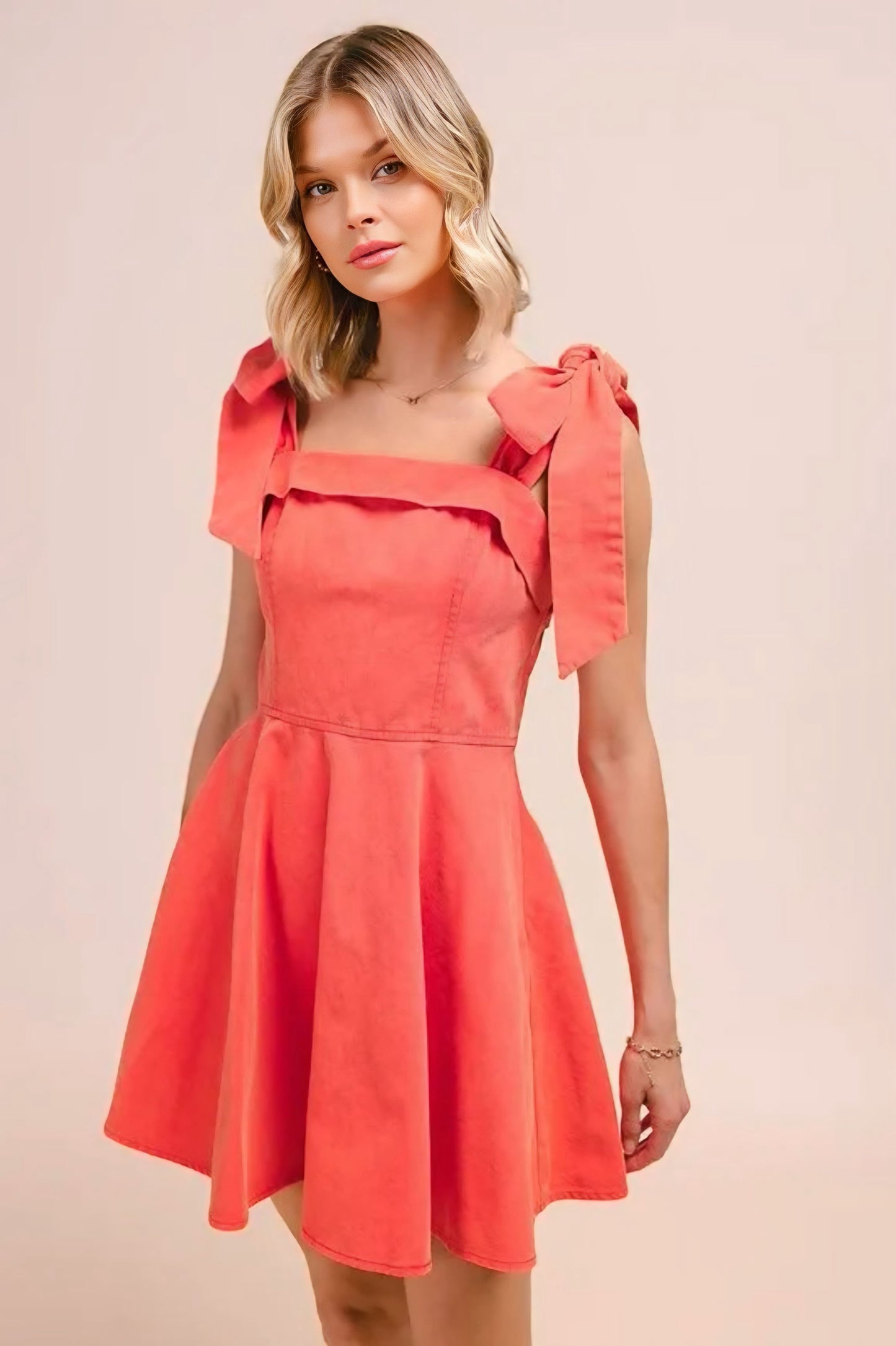 Fit and Flare Washed Gameday Dress - Orange