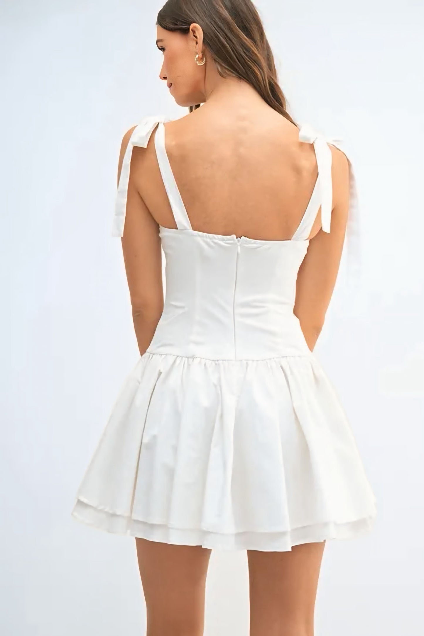 Shoulder Tie Corset Panel Mini Dress