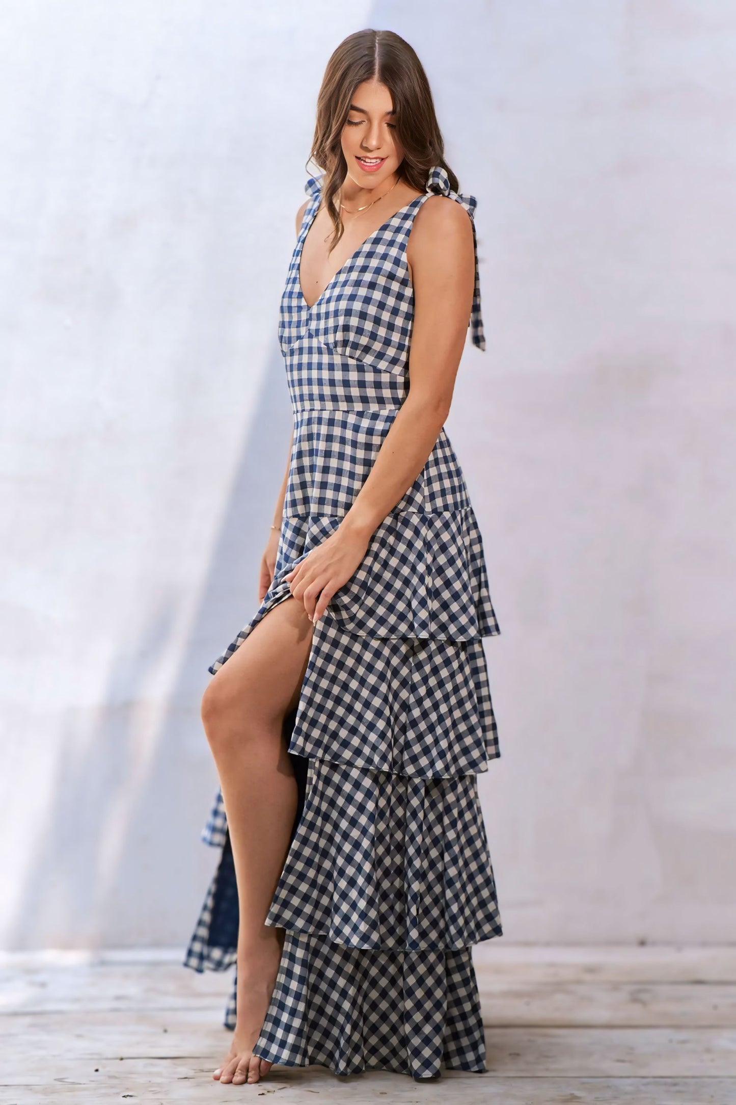 Gingham Tiered Maxi Dress