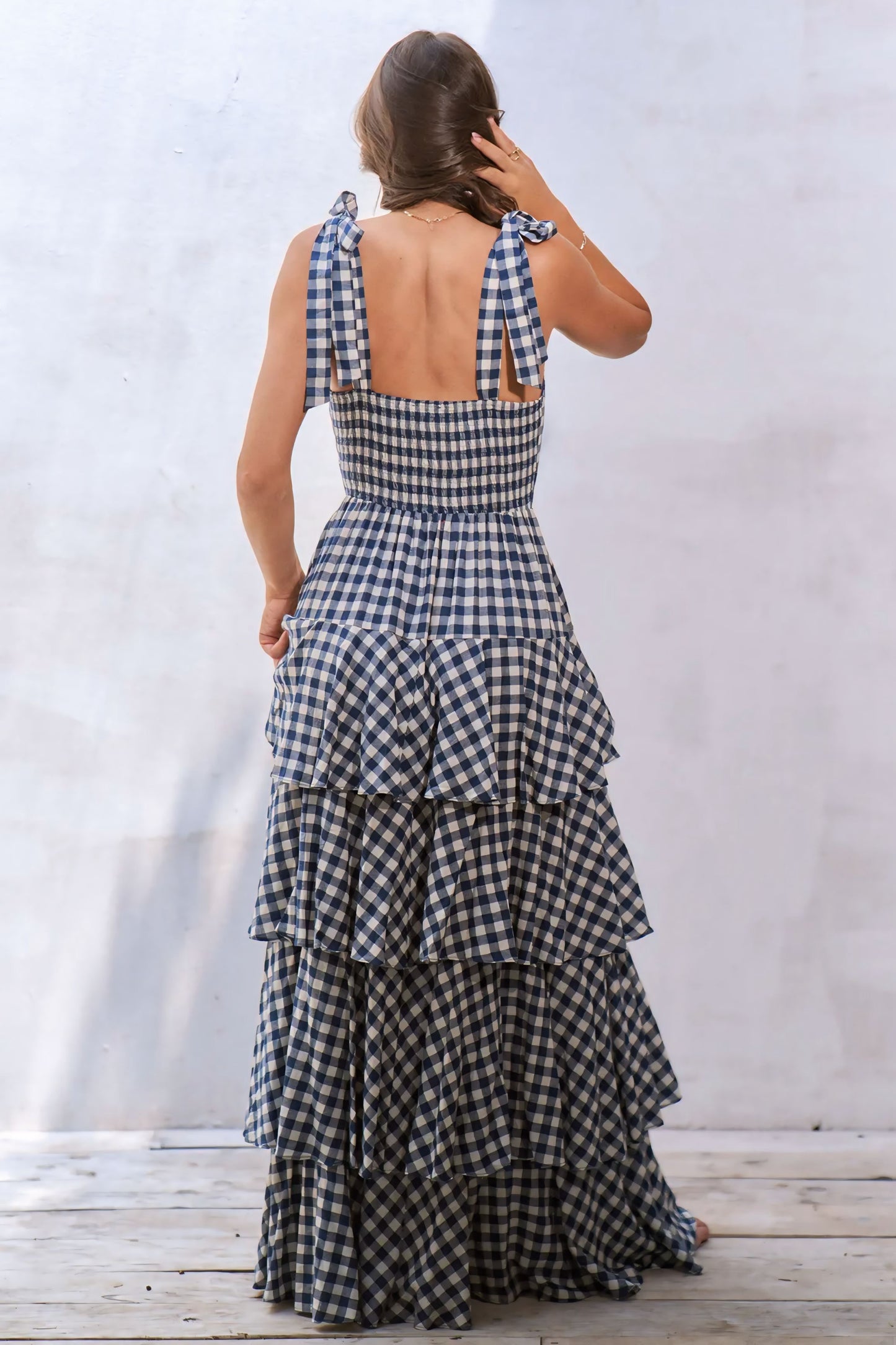 Gingham Tiered Maxi Dress