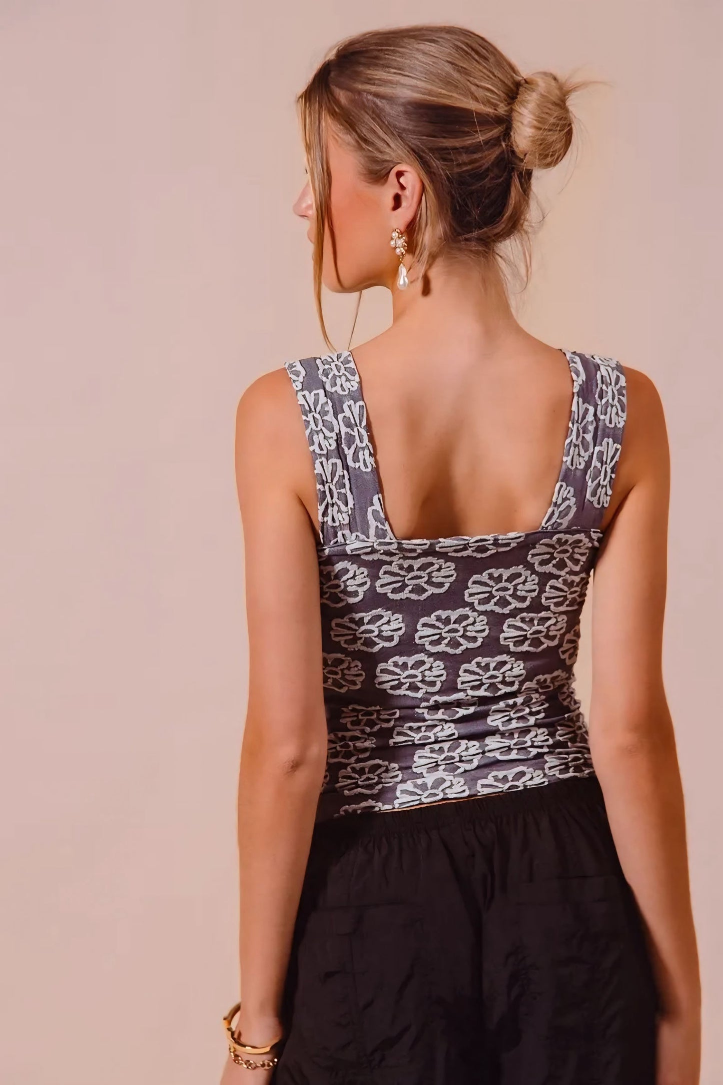 Two Tone Floral Seamless Tank Top
