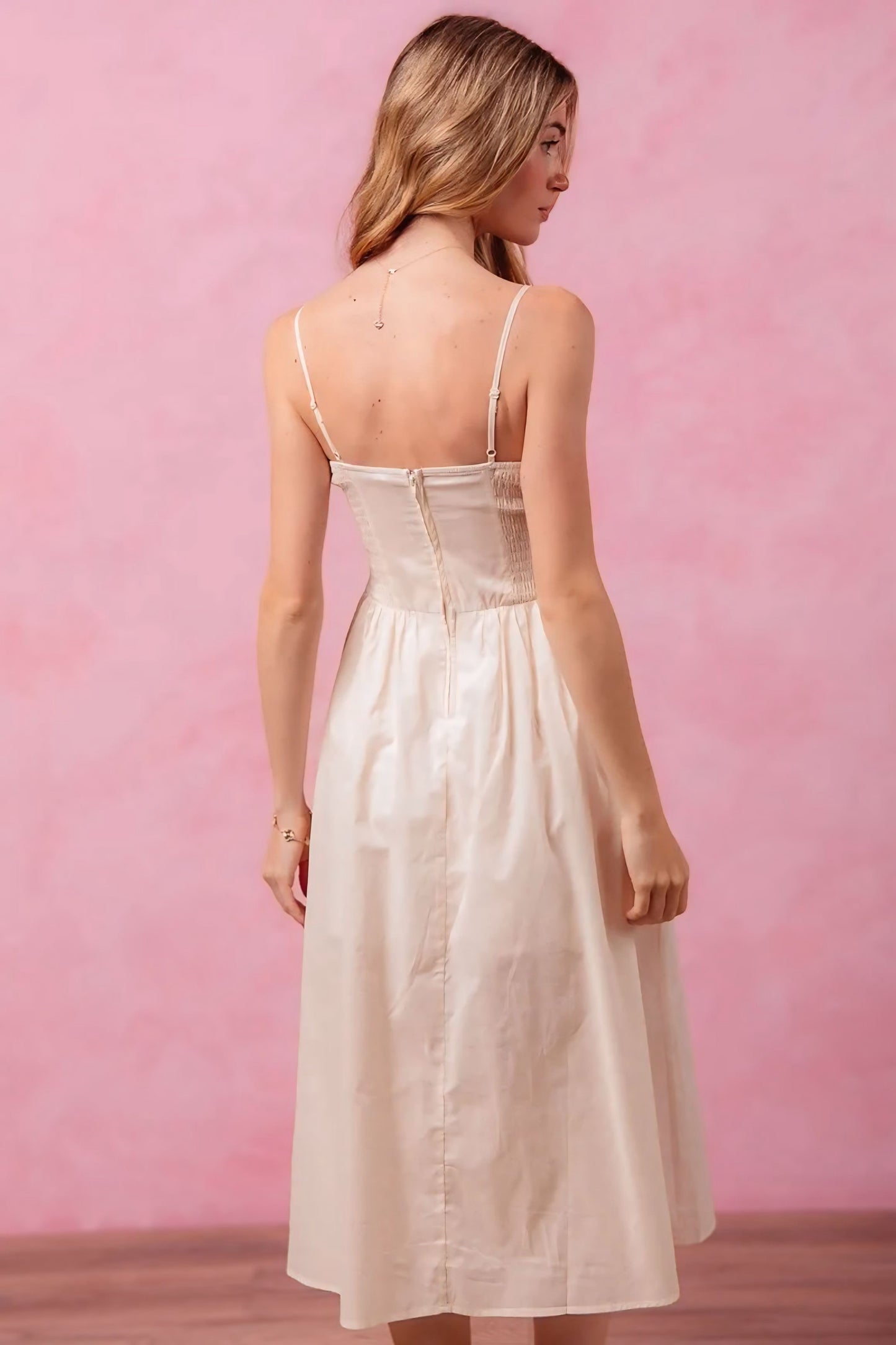 Smocked Sleeveless Casual Everyday Dress With Slit