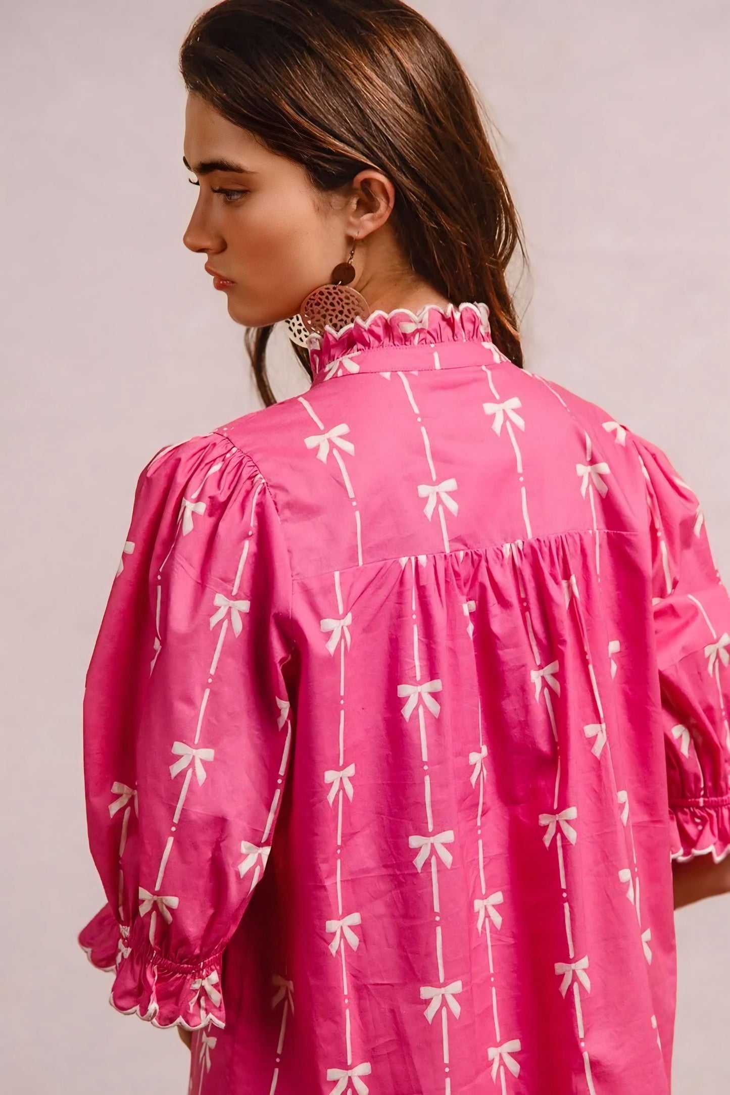 Ribbon Patterns With Scallops Edge Details Dress