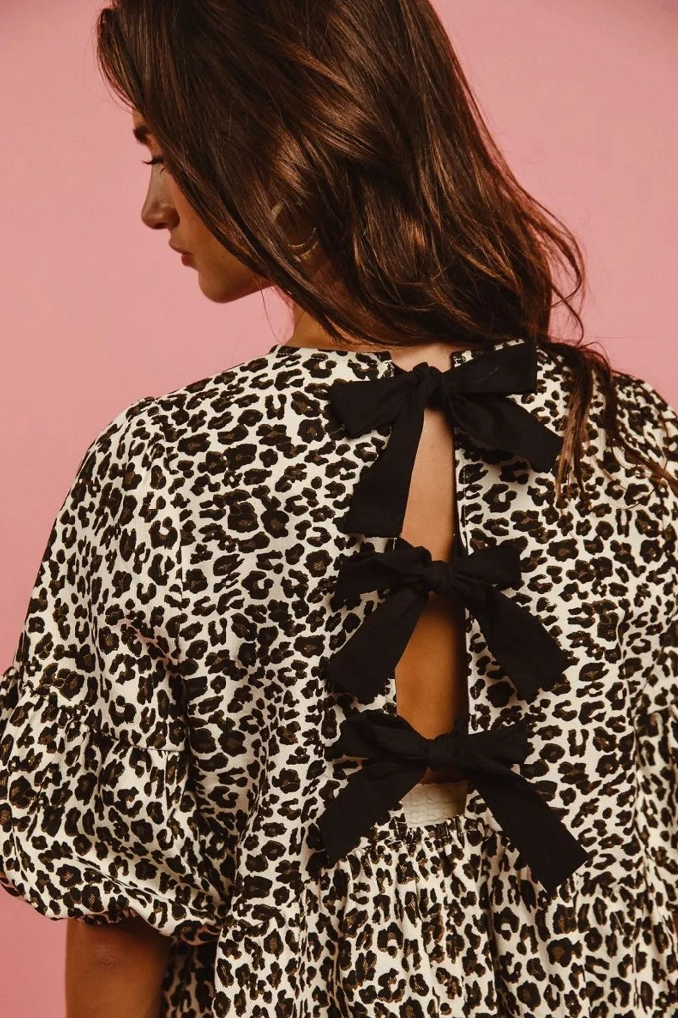 Leopard Denim Dress With Back Tie Detail