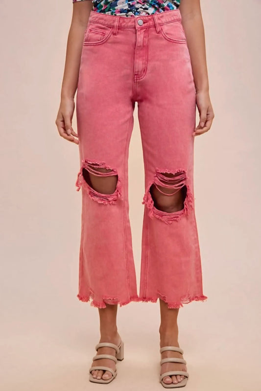 Distressed Raw Hem Jeans