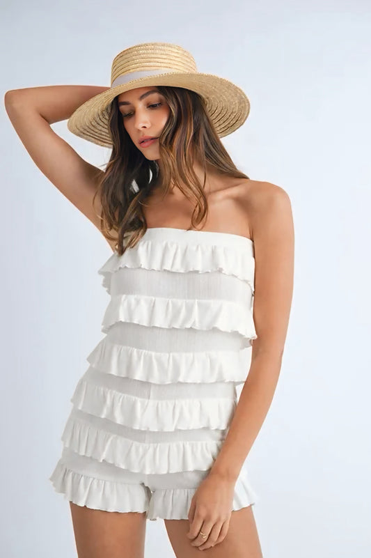 Ruffled Tube Romper