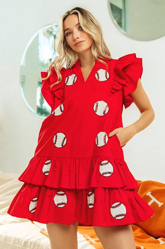 Sequins Baseball Patch Gameday Dress