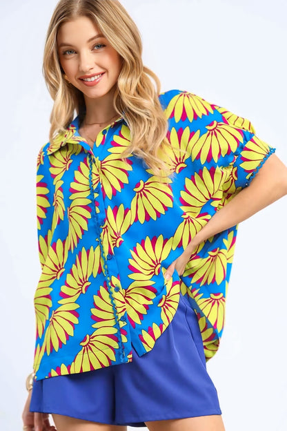 Printed Button-Up Relaxed Shirt