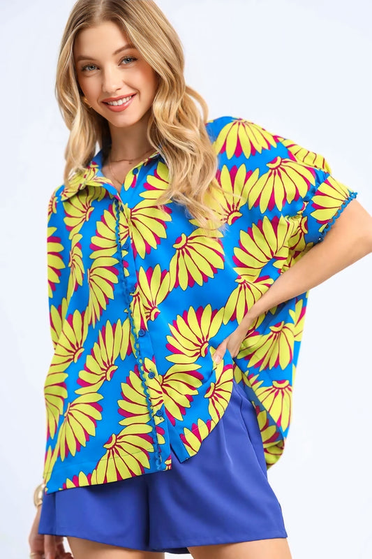 Printed Button-Up Relaxed Shirt
