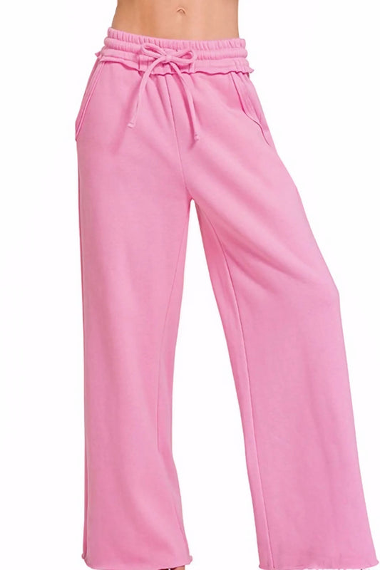 Fleece Exposed Seam Wide Leg Sweatpants