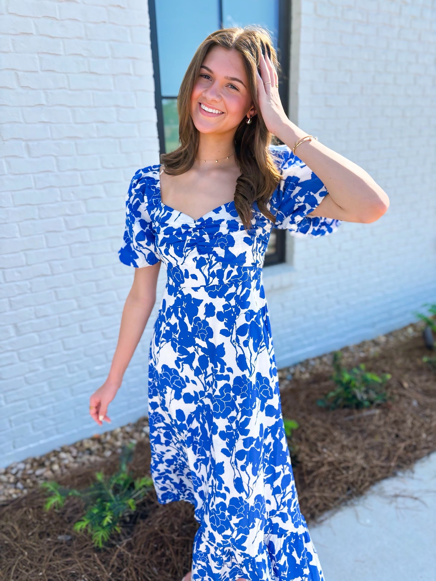 Floral Sweetheart Puff Sleeve Dress