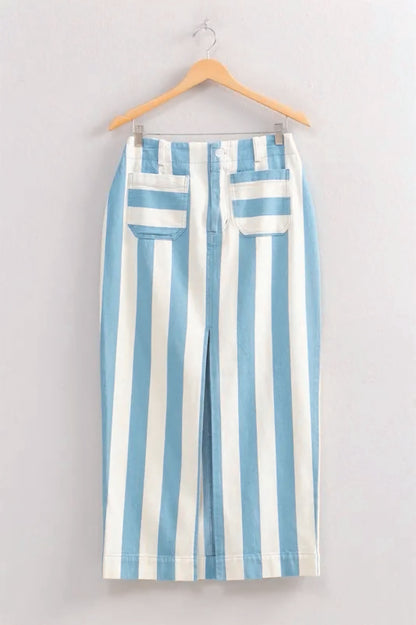 Striped Pocket Detail Maxi Skirt