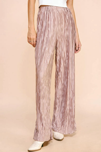 Pleated Elastic Waistband Pants
