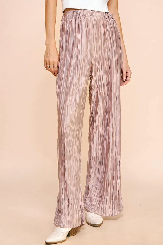 Pleated Elastic Waistband Pants