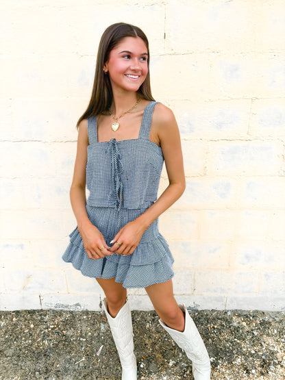 Gingham Plaid Crop Top and Mini Skirt Set