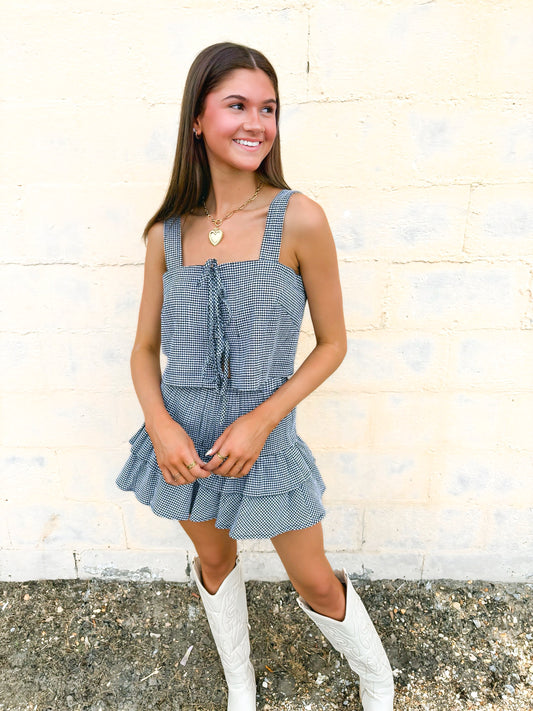 Gingham Plaid Crop Top and Mini Skirt Set