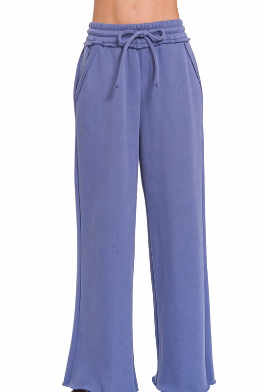 Fleece Exposed Seam Wide Leg Sweatpants