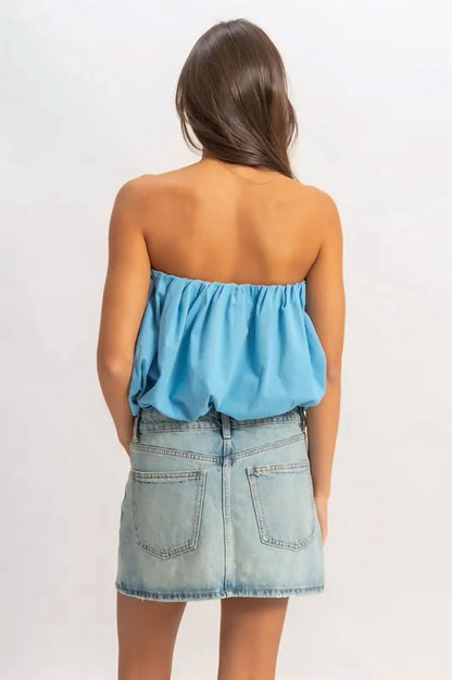 Trendy Strapless Bubble Top
