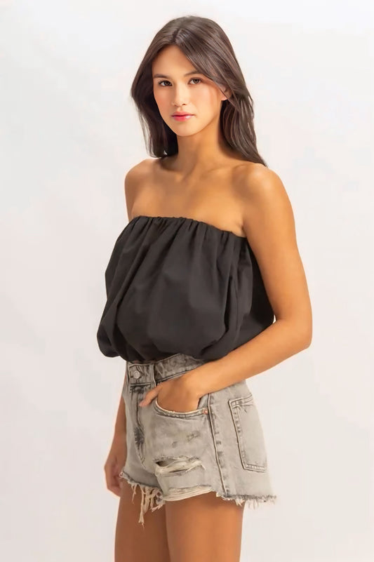 Trendy Strapless Bubble Top