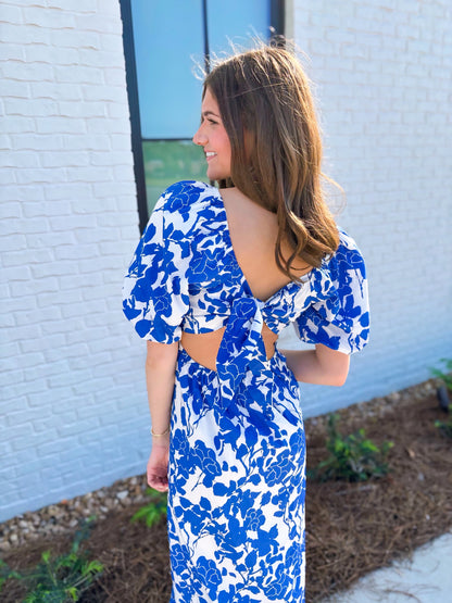 Floral Sweetheart Puff Sleeve Dress
