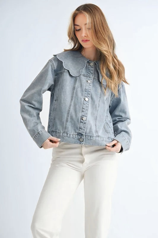 Scallop Peter Pan Collar Denim Jacket