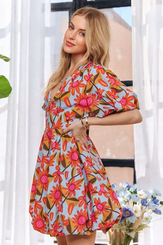 Puff Sleeve Floral Dress