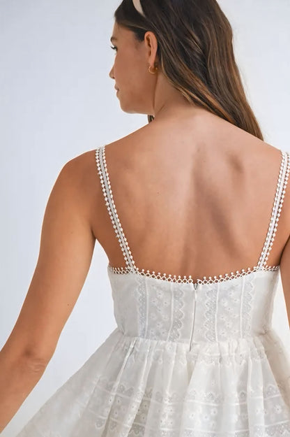 Eyelet Lace Babydoll Mini Cami Dress