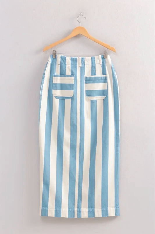 Striped Pocket Detail Maxi Skirt