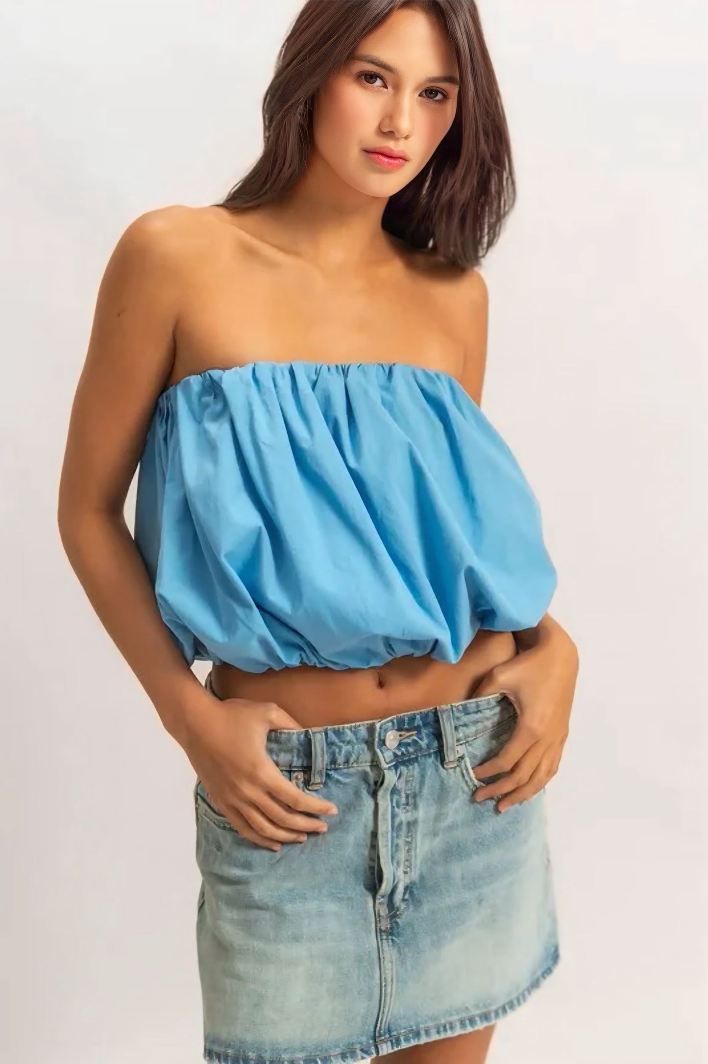 Trendy Strapless Bubble Top