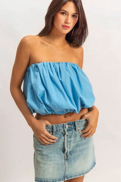 Trendy Strapless Bubble Top