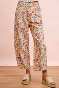 Floral Printed Twill Barrel Pants
