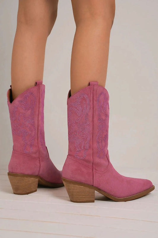 Fashion Rhinestone Detail Point Toe Boots