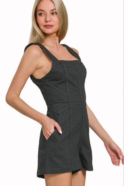 Tie Back Romper - Black