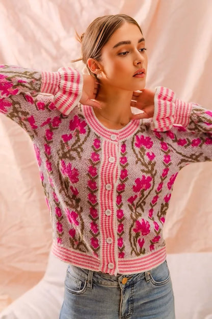 Floral Sweater Cardigan